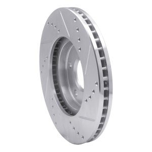 Infiniti Q45 Brake Rotor (1) - Front Left - R1 Concepts - Drilled & Slotted - Silver - `02-`17